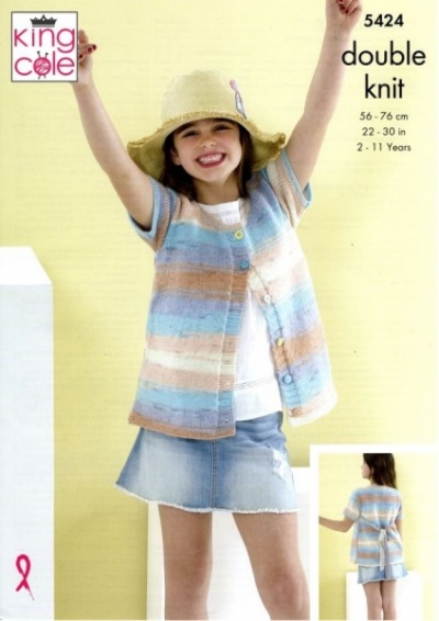 Knitting Pattern - King Cole 5424 - Beaches DK - Girl's Cardigans